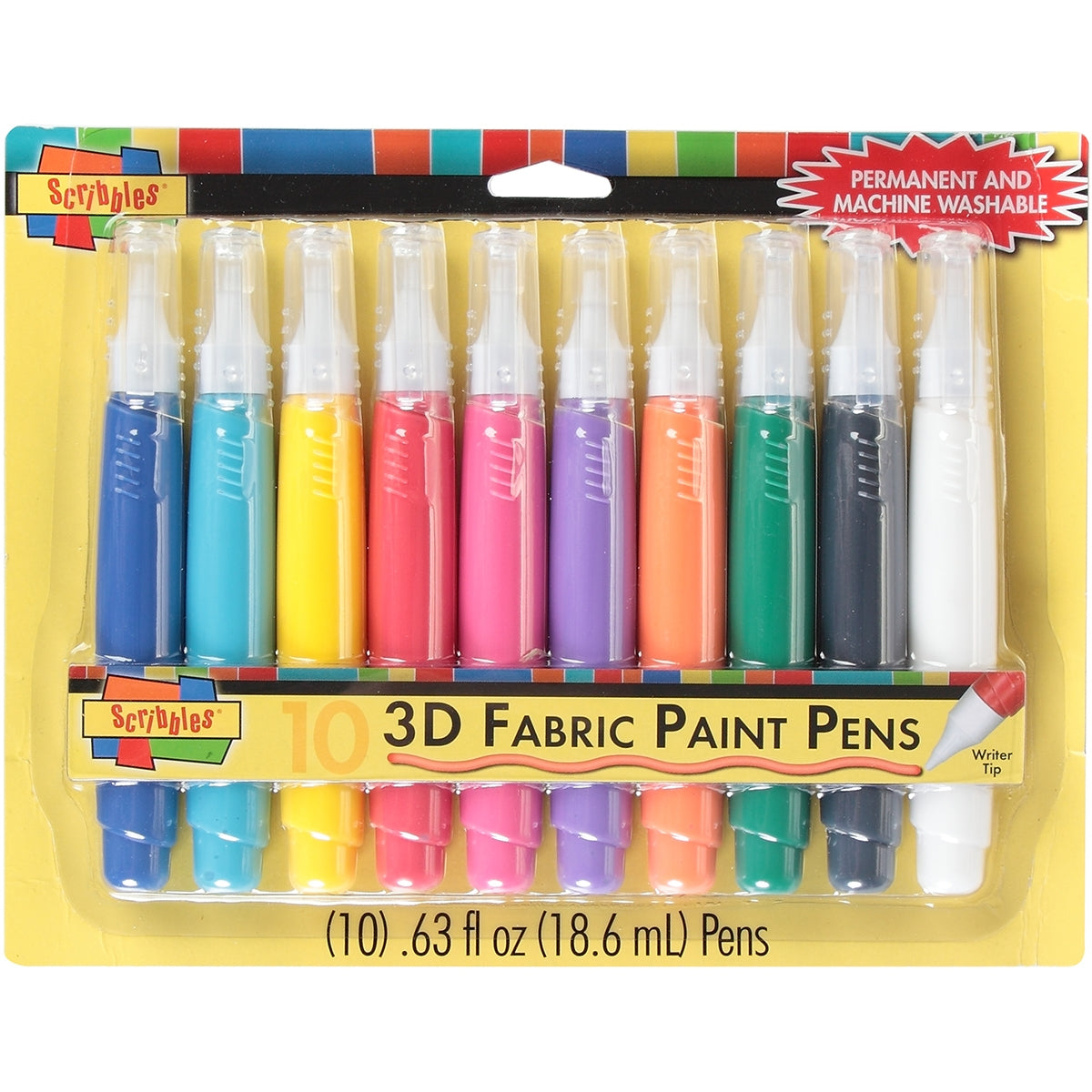 Scribbles 3D Fabric Paint Pens 10 Per Pkg Assorted