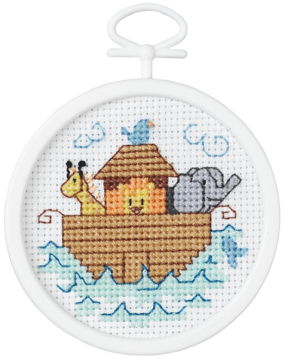 Janlynn Mini Counted Cross Stitch Kit 2.5 Round Noah s Ark 18 Count inch