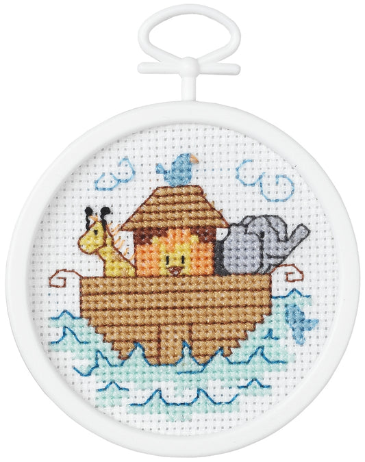 Janlynn Mini Counted Cross Stitch Kit 2.5 Round Noah s Ark 18 Count inch