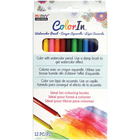 Color In Watercolor Pencil Set 12pcs Assorted Colors