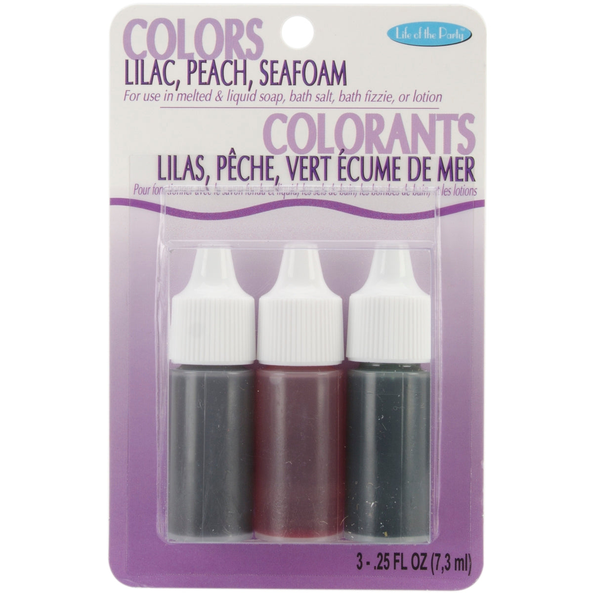 Colors .75oz 3 Per Pkg Lilac, Peach and Seafoam