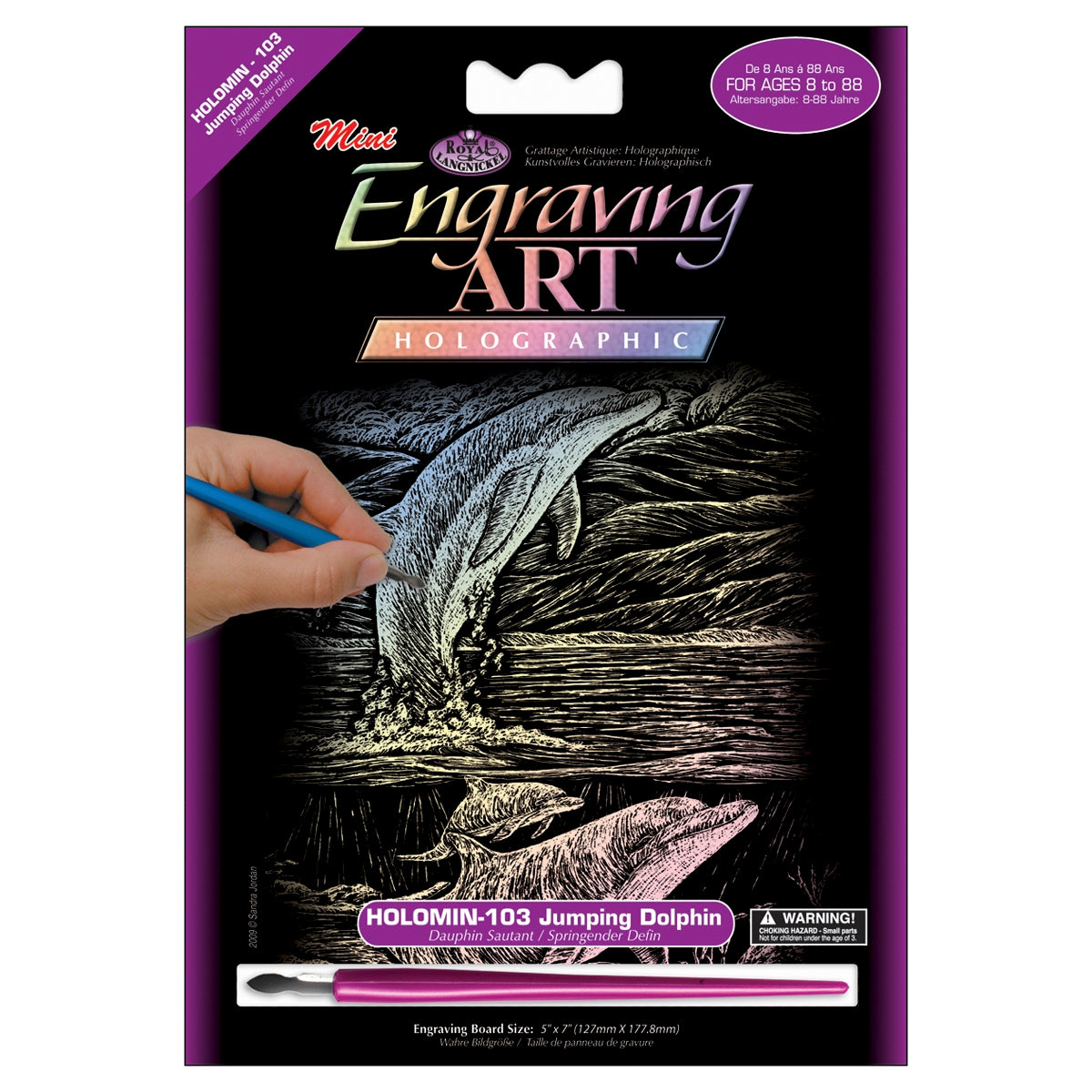 Holographic Foil Engraving Art Mini Kit 5 X7 inch Jumping Dolphin inch