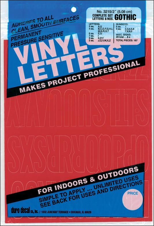 Permanent Adhesive Vinyl Letters and Numbers 2 inches, Red