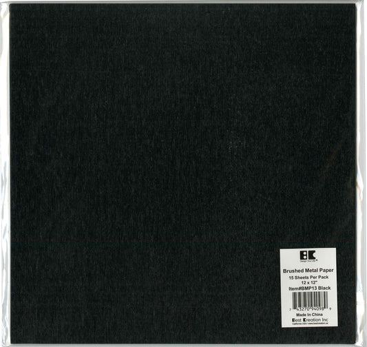 Best Creation Brushed Metal Single Sided Paper 12inchesX12inches Black