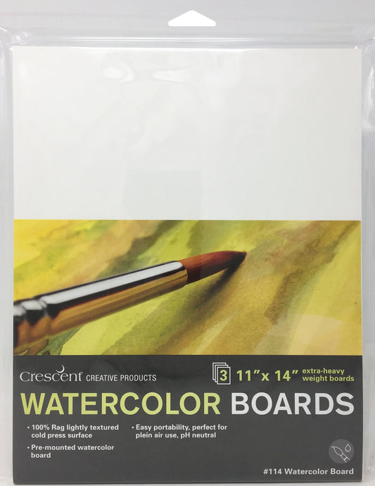 Crescent Watercolor Board 3 Per Pkg - 11X14 Inch White