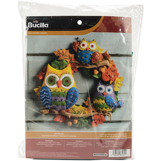 Bucilla Felt Wreath Applique Kit 17 Round Owl inch