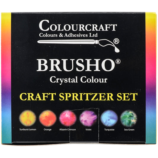 Brusho Crystal Colours Craft Spritzer Set 6 Per Pkg Assorted Colors