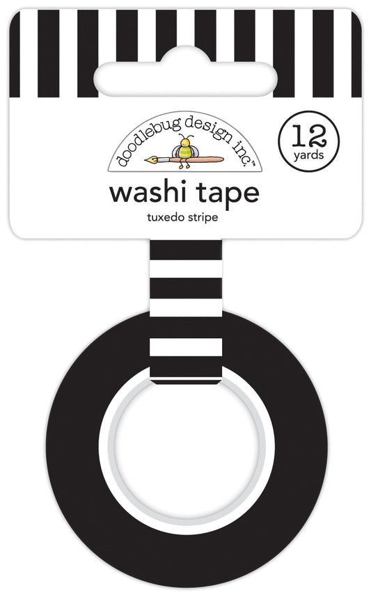 Doodlebug Washi Tape 15mmx12yd Tuxedo Stripe I Heart Travel