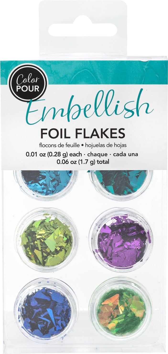 American Crafts Color Pour Foil Flakes .1oz-Cool, 6 Per Pkg