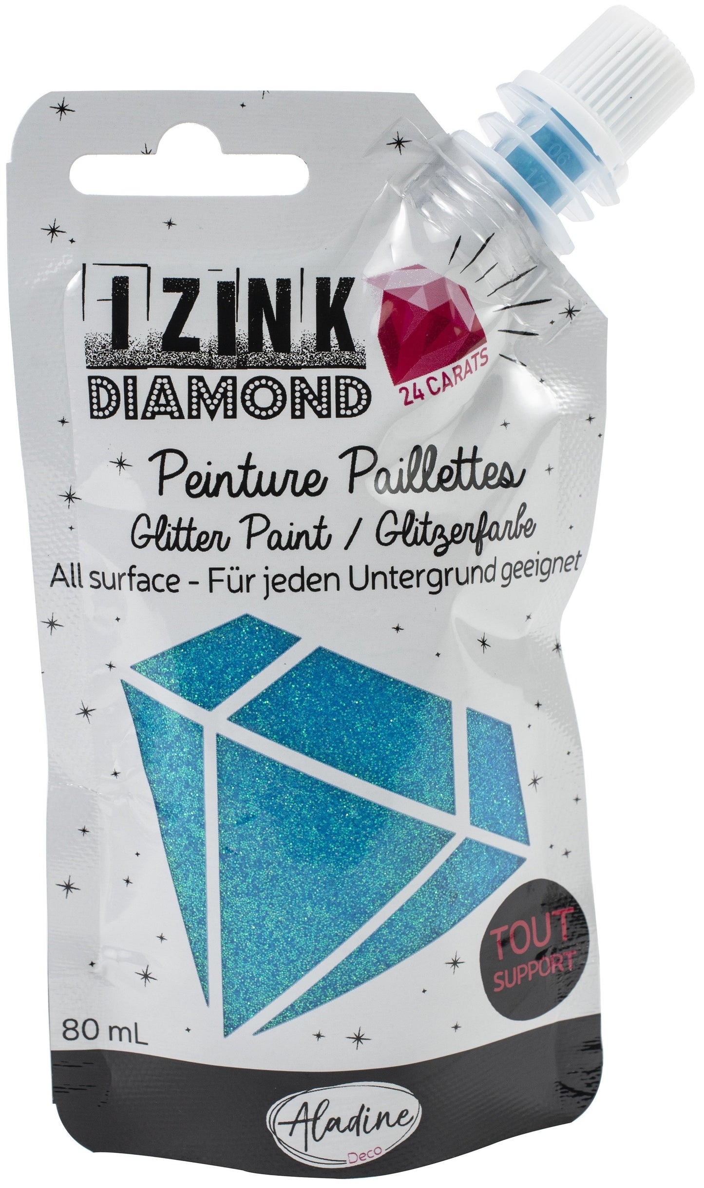 IZINK Diamond 24 Carats Glitter Paint 80ml Light Blue