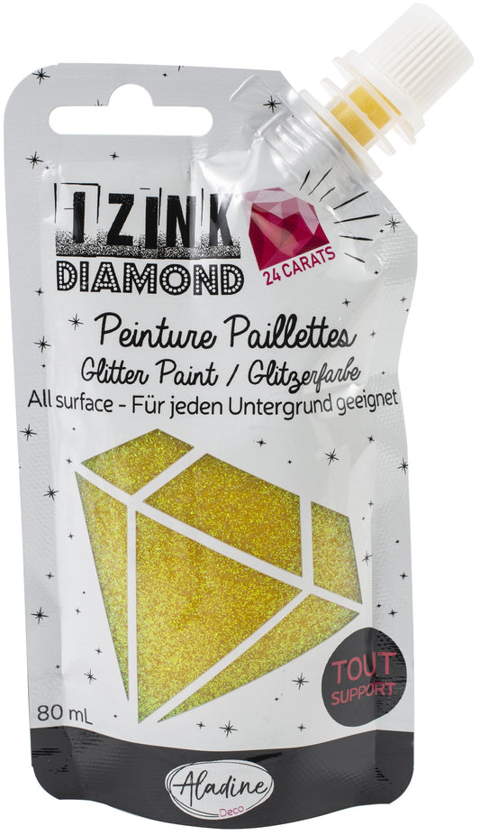 IZINK Diamond 24 Carats Glitter Paint 80ml Yellow