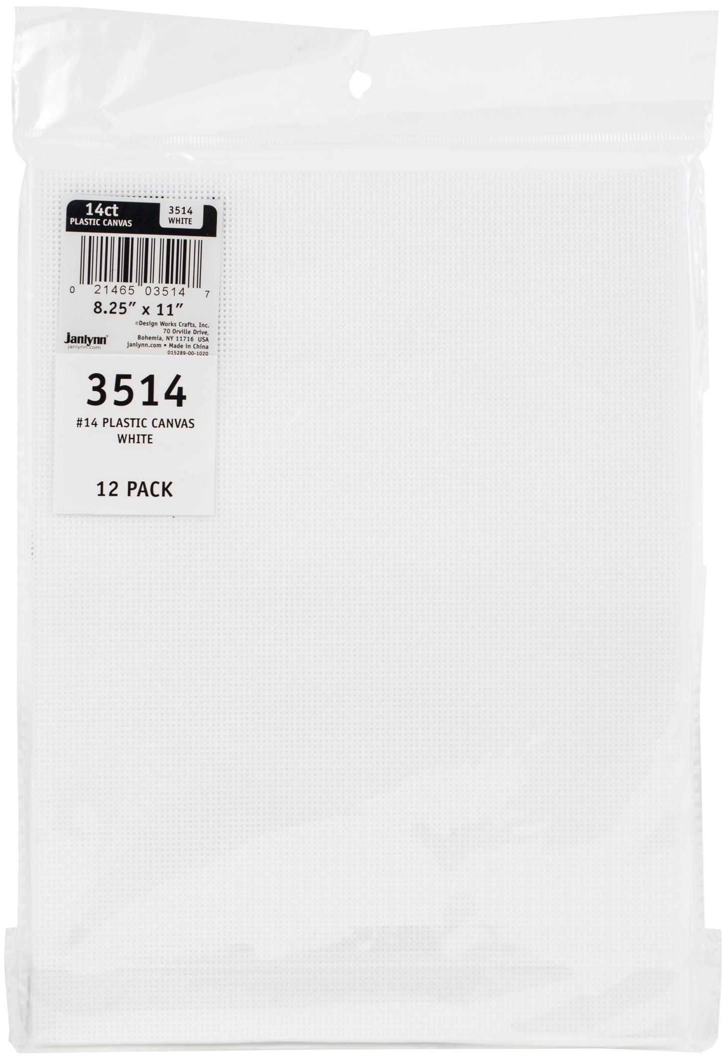 Design Works Plastic Canvas 14 Count 8.25 inch X11 inch 12 Per Pkg White