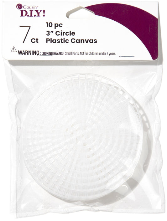 Cousin Plastic Canvas Shape 7 Count 3inches 10per pkg Circle Clear 0.0625