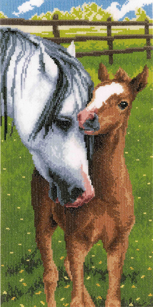 Vervaco Counted Cross Stitch Kit 8 X16 inch Horse and Foal on Aida 14 Count inch