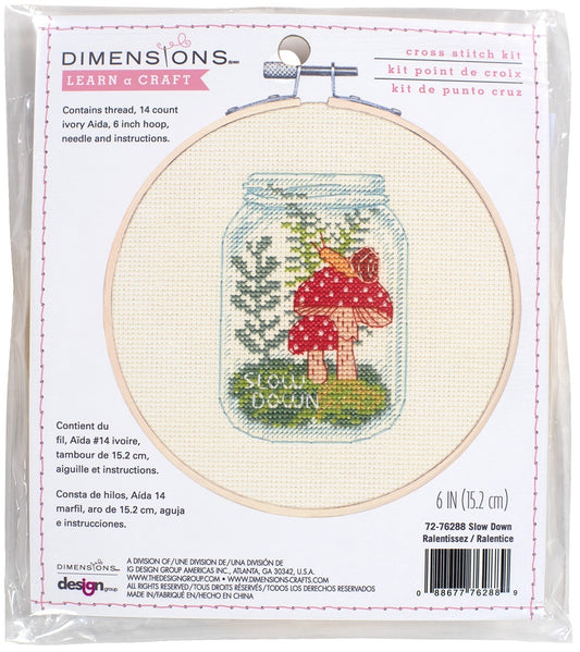 Dimensions Counted Cross Stitch Kit 6 Round Slow Down 14 Count inch