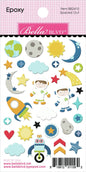 Doodlebug To The Moon Epoxy Stickers Spaced Out