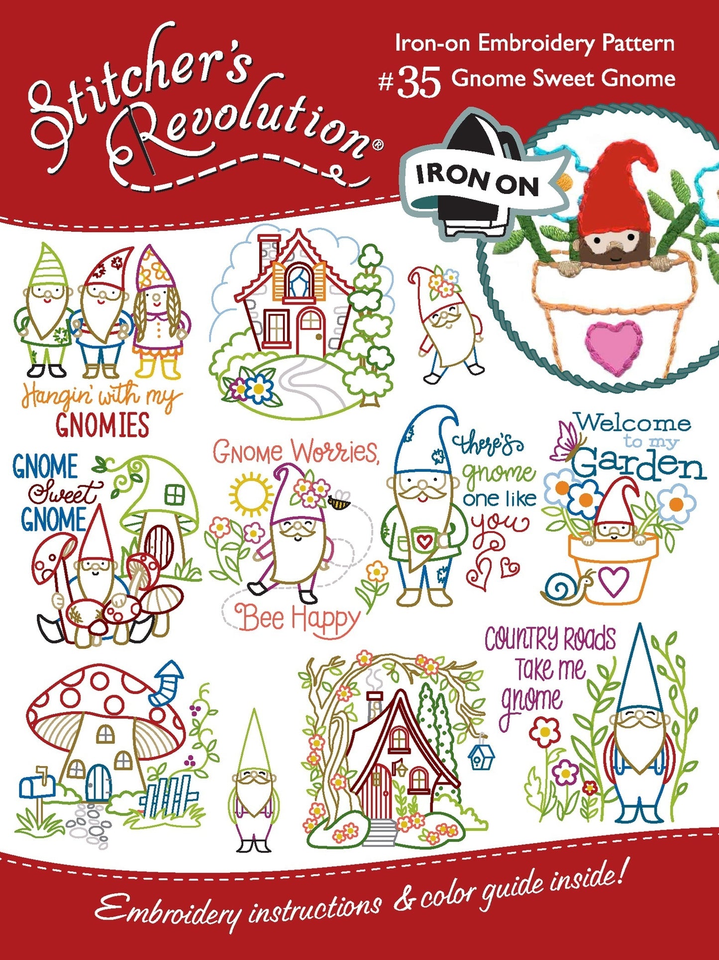 Stitcher s Revolution Iron On Transfers Gnome Sweet Gnome