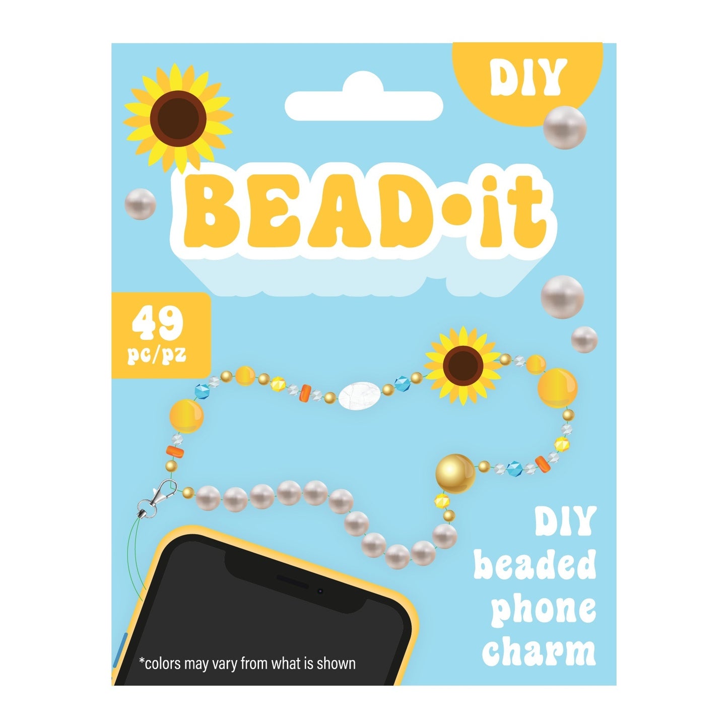 Bead It DIY Phone Charm Kit Sunflower 49 Pieces