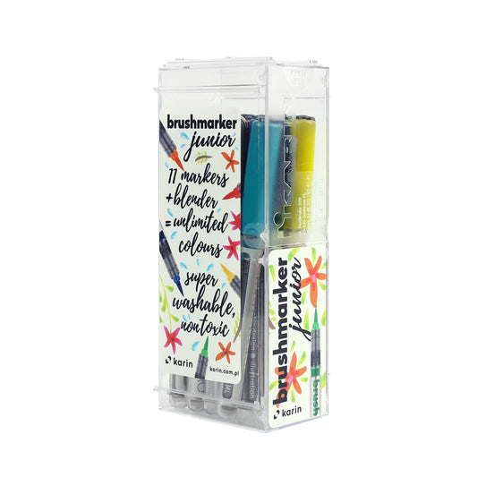 KARIN BRUSHMARKER JUNIOR 12 Per Pkg 11 Colors Plus Blender