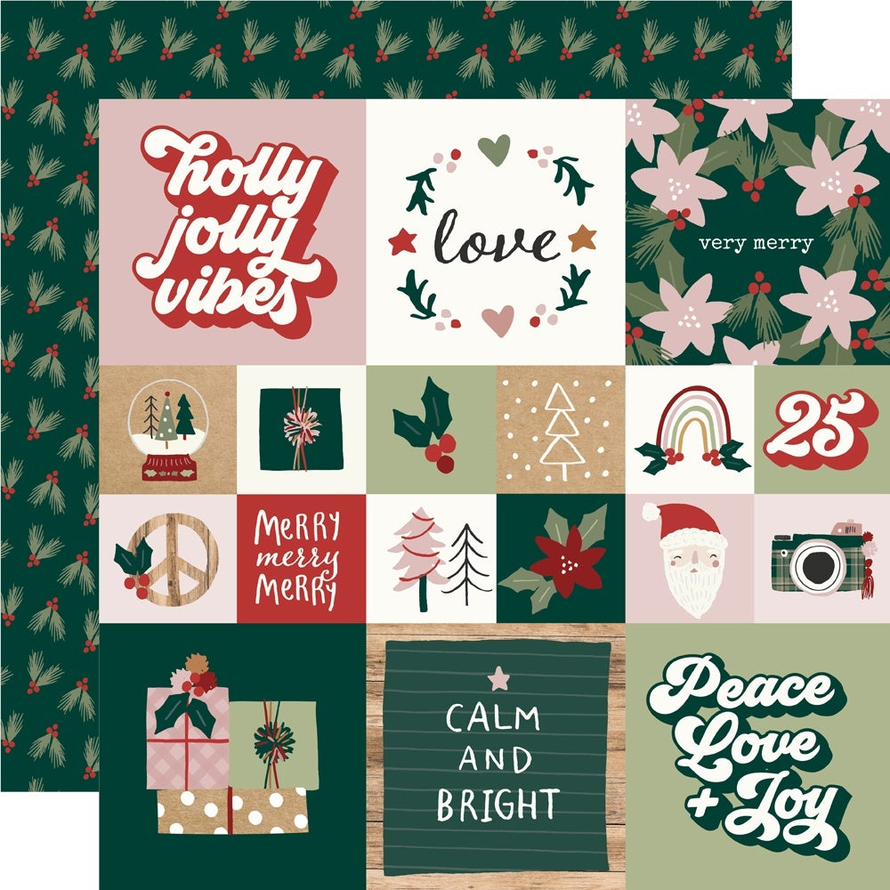 Boho Christmas Double Sided Cardstock 12 X12 inch 2 inchx2 inch 4 inchx4 inch Elements inch