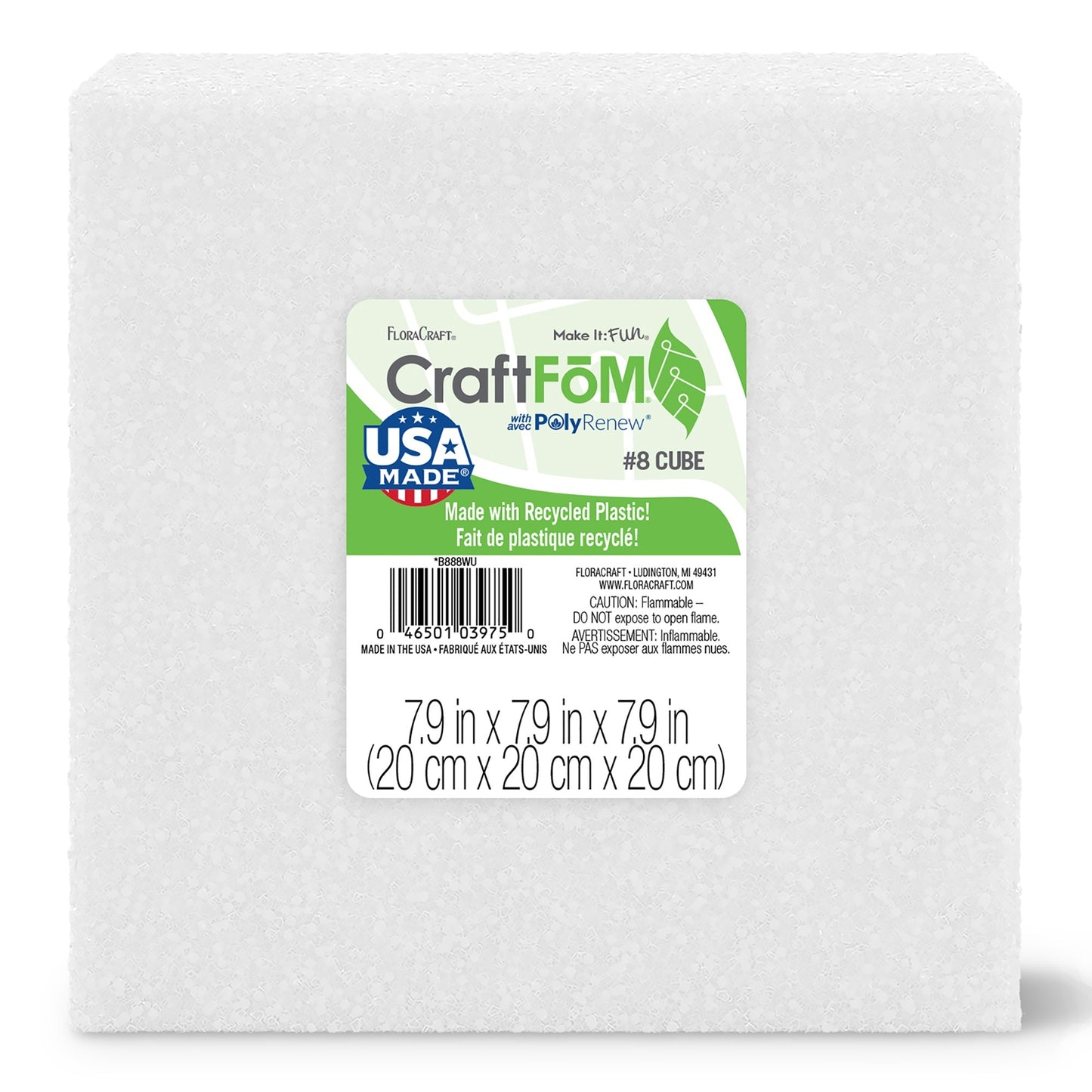 FloraCraft CraftFoM Block Bulk Pack 7.9 X7.9 inchX7.9 inch inch