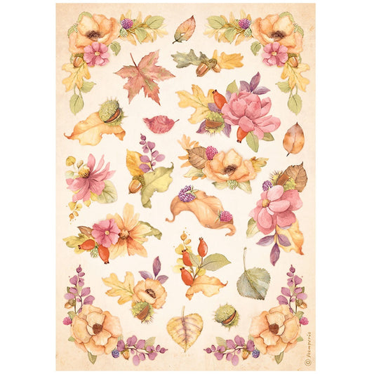 Stamperia Rice Paper Sheet A4 Woodl and Flowers