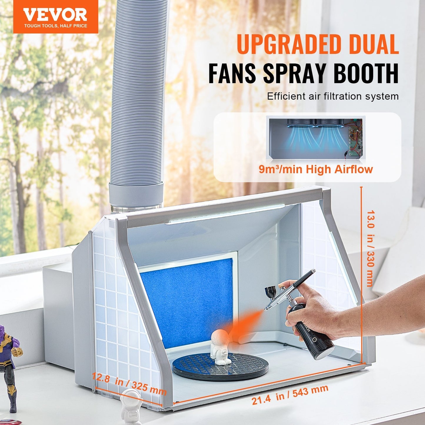 VEVOR Airbrush Spray Booth Dual-Fans Portable Hobby Airbrush Paint Spray Booth