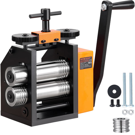 VEVOR Rolling Mill, 2.95"/75 mm Jewelry Rolling Mill Machine, 1: 2 Gear Ratio, 3-in-1 Multi-function Rolling Mill, 0.03-6.5mm Press Thickness for Metal Jewelry Making Sheet Square Wire Semicircle