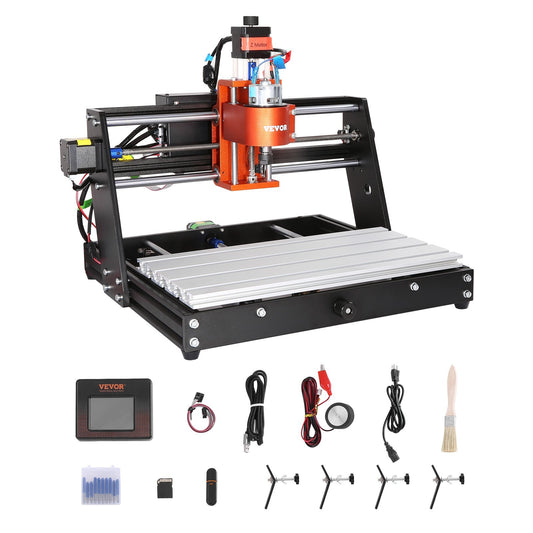 VEVOR CNC Router Machine, 60W, 3 Axis GRBL Control Wood Engraving Carving Milling Machine Kit, 300 x 200 x 60 mm/11.8 x 7.87 x 2.36 in Working Area 1200 RPM for Wood Acrylic MDF PVC Plastic Foam Vinyl