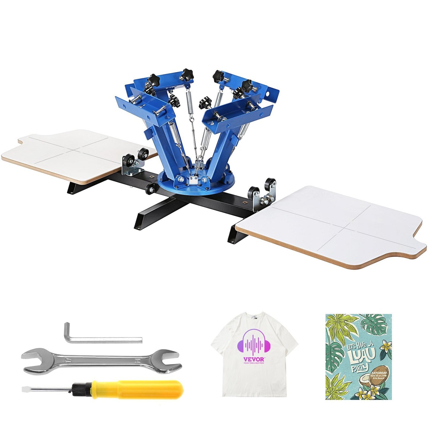 VEVOR Screen Printing Machine, 4 Color 2 Station, 360? Rotable Silk Screen Printing Press, 21.2 x 17.7in / 54 x 45cm Screen Printing Press, Dual-layer Positioning Pallet for DIY T-shirt Printing