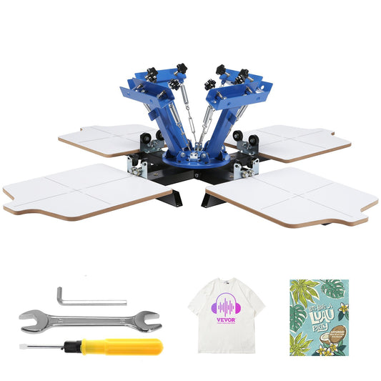 VEVOR Screen Printing Machine, 4 Color 4 Station 360? Rotable Silk Screen Printing Press, 21.2x17.7in Screen Printing Press, Double-layer Positioning Pallet for T-shirt DIY Printing