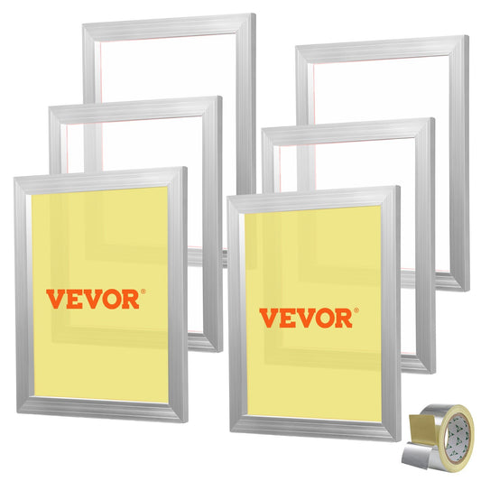 VEVOR Screen Printing Kit, 6 Pieces Aluminum Silk Screen Printing Frames, 16x20inch Silk Screen Printing Frame with 110 Count Mesh, High Tension Nylon Mesh and Sealing Tape for T-shirts DIY Printing