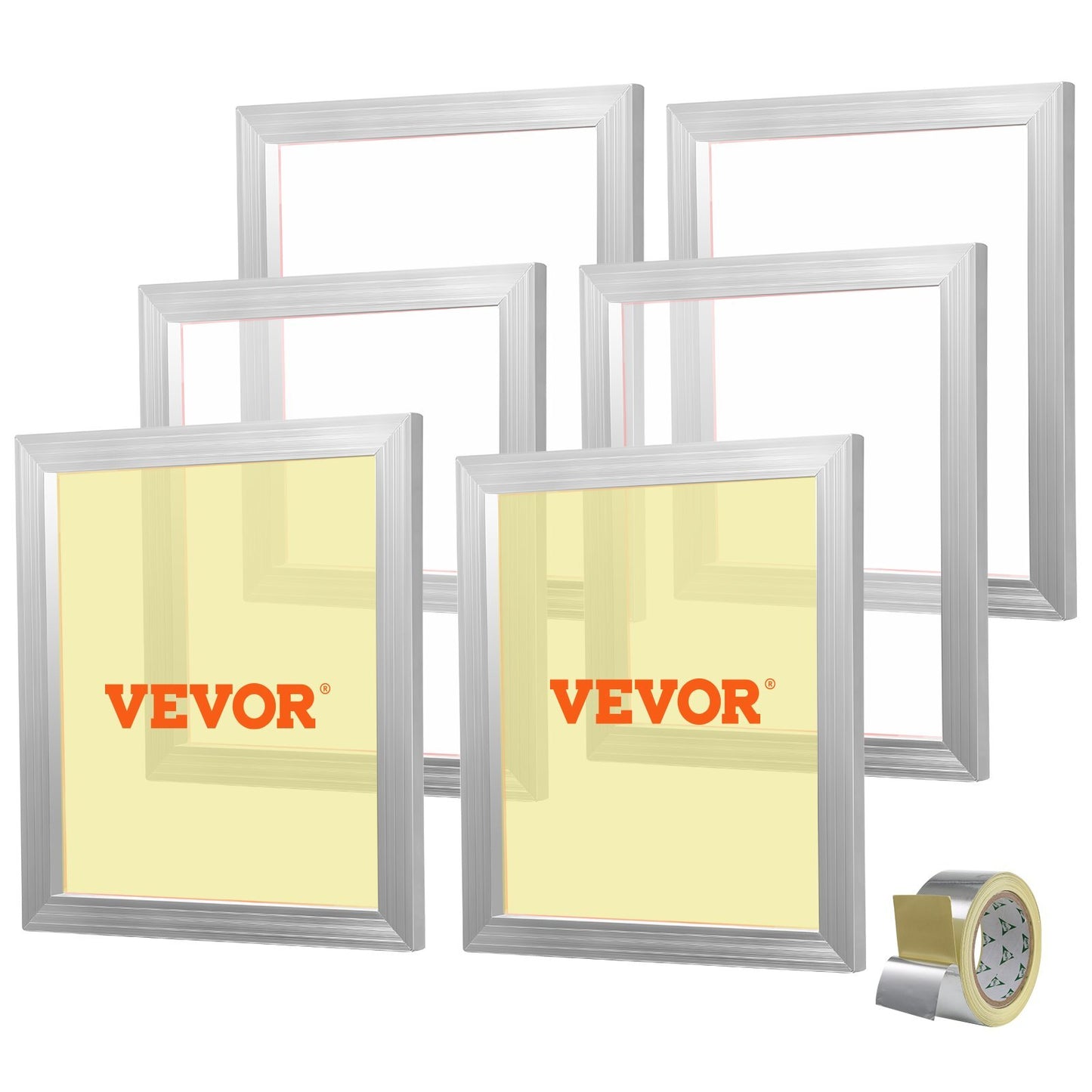 VEVOR Screen Printing Kit, 6 Pieces Aluminum Silk Screen Printing Frames, 18x20inch Silk Screen Printing Frame with 160 Count Mesh, High Tension Nylon Mesh and Sealing Tape for T-shirts DIY Printing