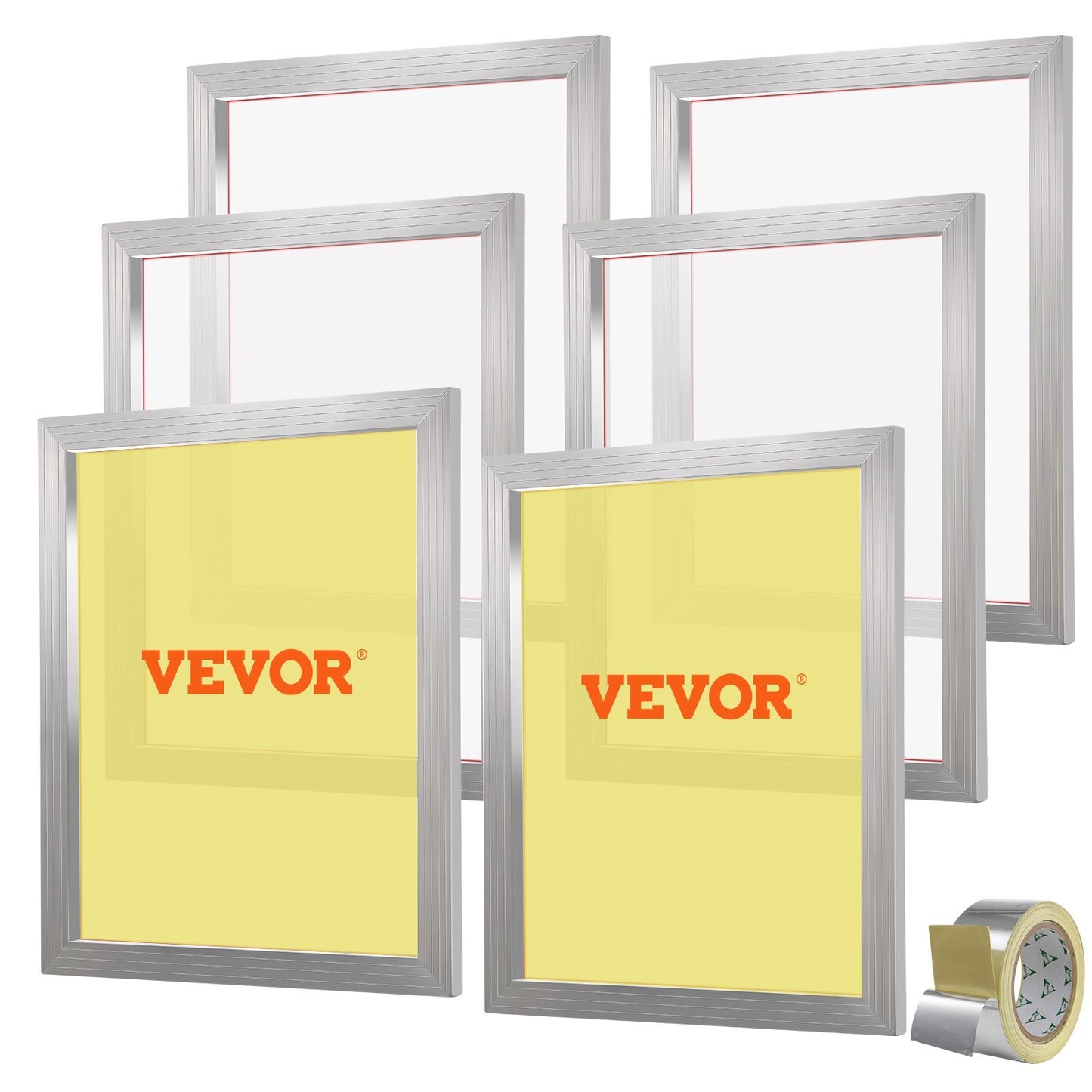 VEVOR Screen Printing Kit, 6 Pieces Aluminum Silk Screen Printing Frames, 20x24inch Silk Screen Printing Frame with 160 Count Mesh, High Tension Nylon Mesh and Sealing Tape for T-shirts DIY Printing