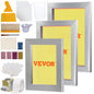 VEVOR Screen Printing Kit, 3 PCS Aluminum Silk Screen Printing Frames, 5 Glitters and Screen Printing Squeegees and Transparency Films, 6x10/8x12/10x14inch 110 Count Mesh,  for DIY T-shirts Printing