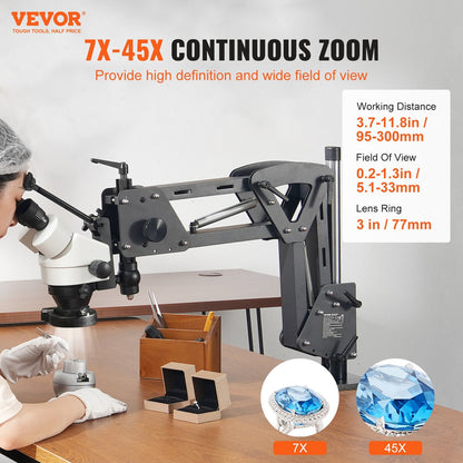 VEVOR Multi-Directional Microscope Spring Bracket Ball Vise Ring Light 7X-45X