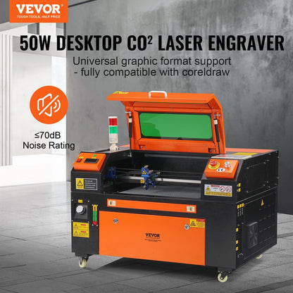 VEVOR 50W CO2 Laser Engraver, 12 x 20 in, 19.7 IPS Laser Cutter Machine with 2-Way Pass Air Assist, Compatible with LightBurn, CorelDRAW, AutoCAD, Windows, Mac OS, Linux, for Wood Acrylic Fabric More