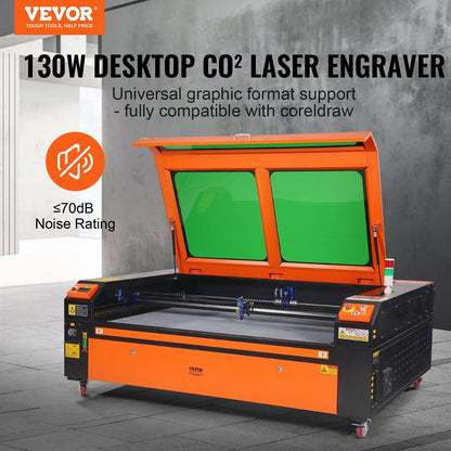 VEVOR 130W CO2 Laser Engraver, 35 x 55 in, 19.7 IPS Laser Cutter Machine with 2-Way Pass Air Assist, Compatible with LightBurn, CorelDRAW, AutoCAD, Windows, Mac OS, Linux, for Wood Acrylic Fabric More