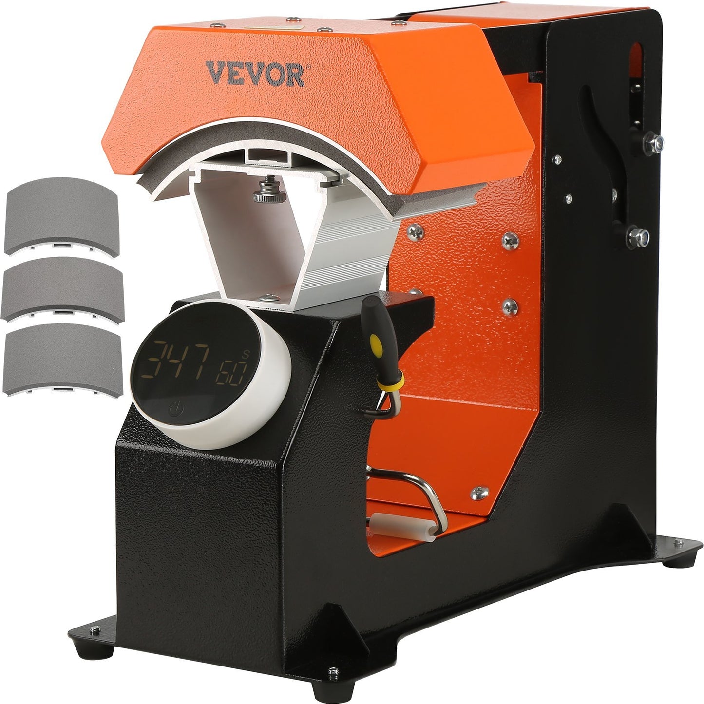 VEVOR 3-in-1 Auto Hat Heat Press with 3pcs Interchangeable Platens(6.6" x 2.7", 6.6" x 3.8", 6.1" x 3"), Automatic Release&Press Knob-Style Digital Control Panel, Heat Transfer Printing for Caps