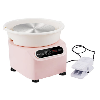 VEVOR Pottery Wheel, 10 inch Pottery Forming Machine, 350W Electric Wheel for Pottery with Foot Pedal and LCD Touch Screen, Direct Drive Ceramic Wheel with Shaping Tools for DIY Art Craft, Pink