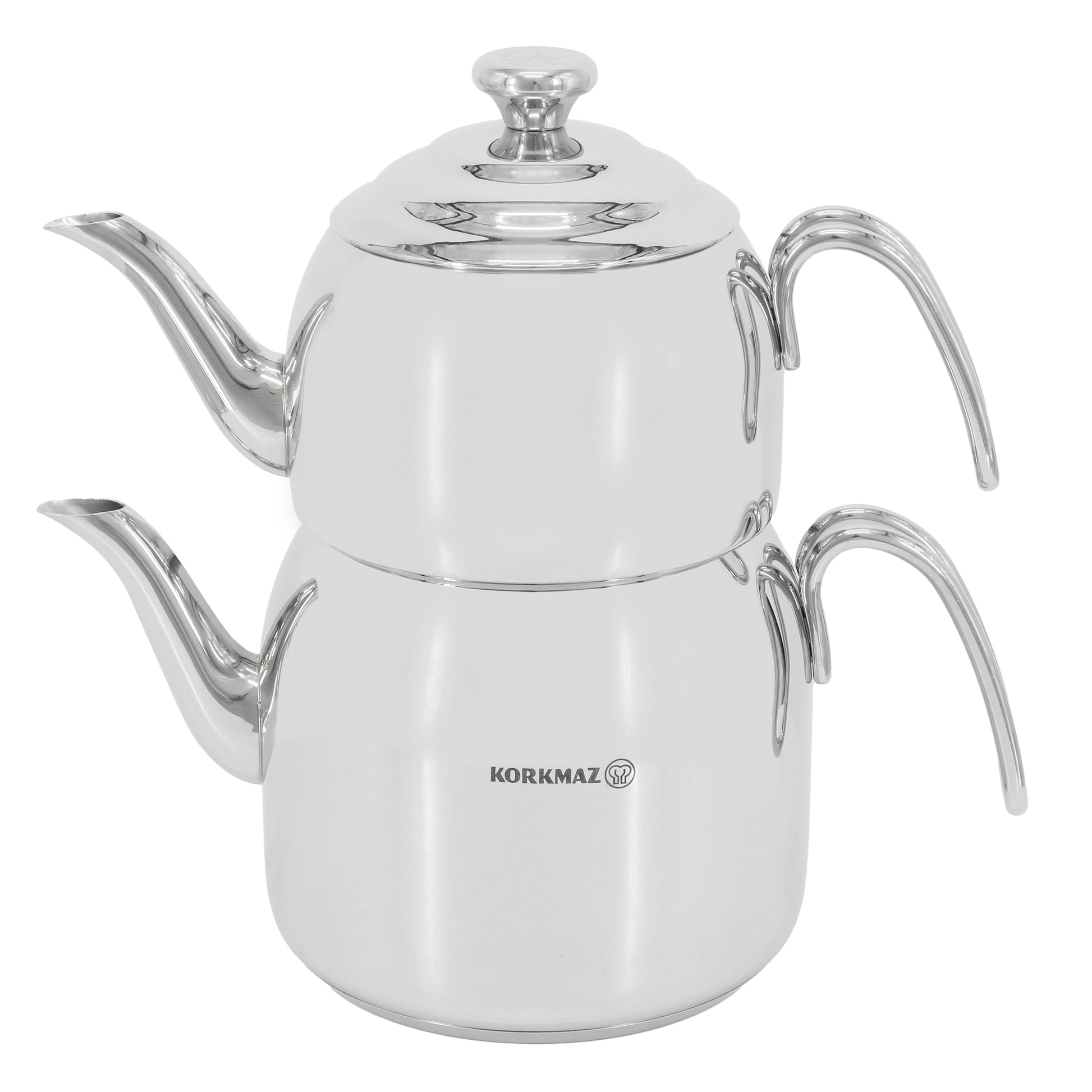 Korkmaz Korkmaz Droppa 2 Piece 2 and 3.5 Liter Stainless Steel Mega Tea Pot Set