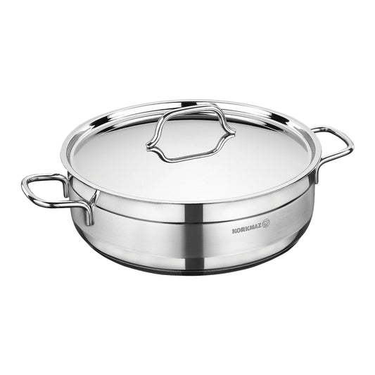 Korkmaz Korkmaz Alfa 2 Piece 3.5 Liter Stainless Steel Low Casserole Dish with Lid