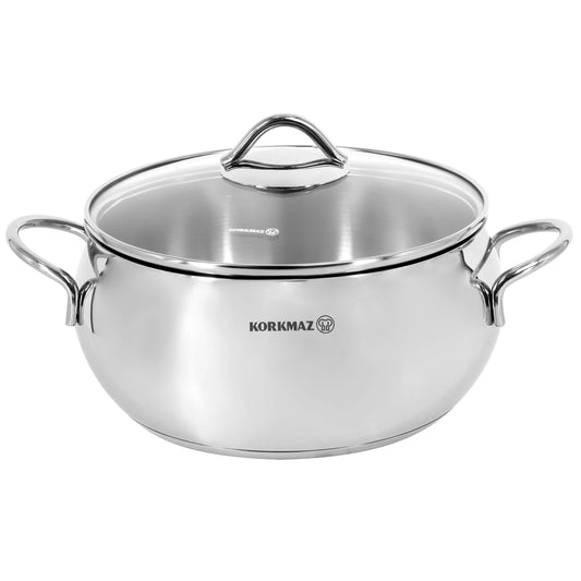 Korkmaz Korkmaz Tombik 7.1 Liter Stainless Steel Casserole in Polished Silver