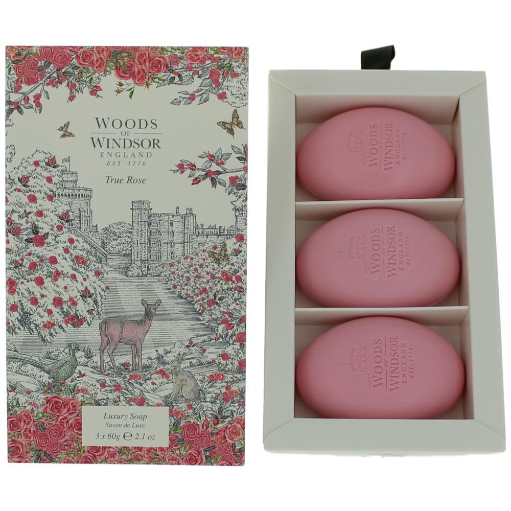 Woods of Windsor True Rose by Woods of Windsor, 3 X 2.1 oz Luxury Soap for Women