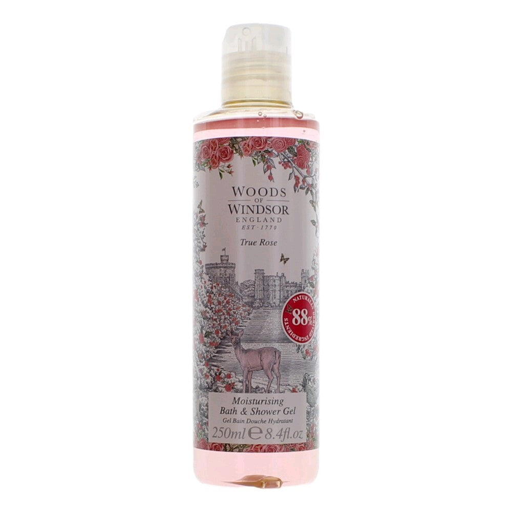 Woods Of Windsor True Rose by Woods Of Windsor, 8.4 oz Moisturising Bath & Showe Gel for Women Unboxed