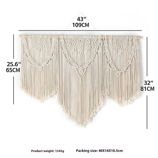 Color: 6080color, Size: Splicing Wooden Stick - Bohemian Tapestry Woven Bed & Breakfast Guest Background Wall Decoration