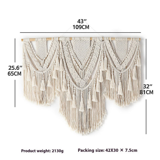 Color: 6072color, Size: Splicing Wooden Stick - Bohemian Tapestry Woven Bed & Breakfast Guest Background Wall Decoration