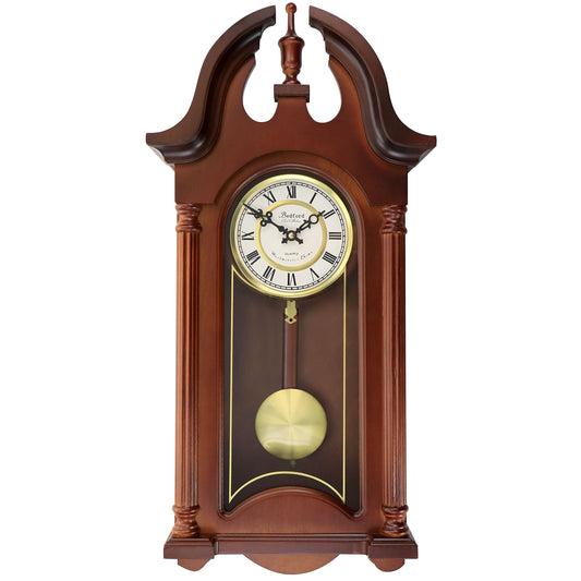 BEDFORD CLOCK COLLECTION Bedford Clock Collection Delphine 27 Inch Mahogany Chiming Pendulum Wall Clock