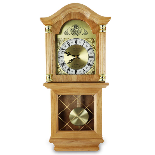 Bedford Clock Collection Bedford Clock Collection Classic 26 Inch Wall Clock in Golden Oak Finish