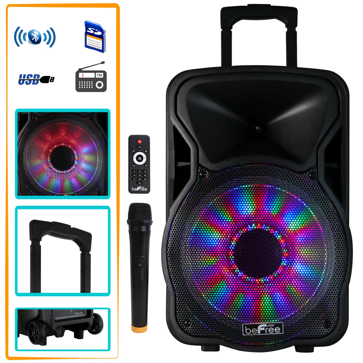 BEFREE SOUND beFree Sound 12 Inch Bluetooth Rechargeable Party Speaker With Illuminatiing Lights
